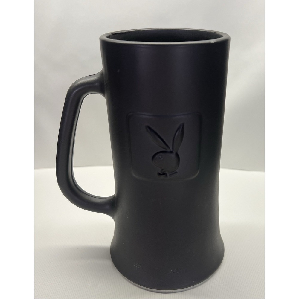 Playboy Bunny Logo Matte Gray Frosted Vtg Beer‎ Mug Stein 16oz Glass Play Boy